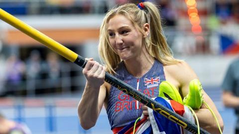 Great Britain's Molly Caudery ahead of competing in the women's pole vault