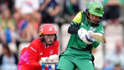 Smriti Mandhana plays a shot