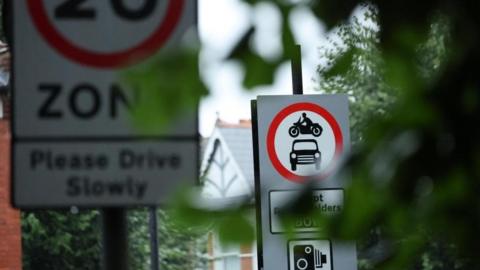 Signs marking a Low Traffic Neighbourhood in London