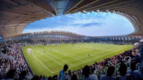 Artist's impression of proposed Forest Green Rovers stadium