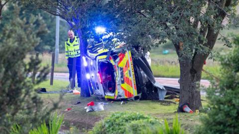 Police car after crash