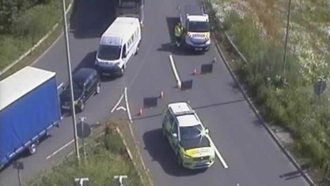 Slip road heading on to M1 at junction 23 near Shepshed, Leicestershire