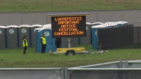 Electronic sign announcing LooseFest's cancellation