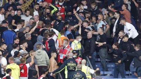 Football fans at Burnley v Arsenal game