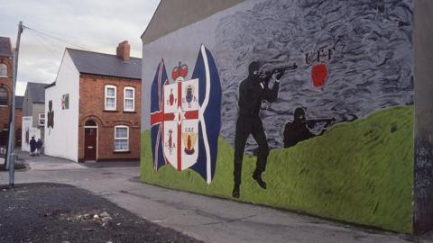 Loyalist wall murals in east and west Belfast