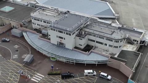 Jersey airport arrivals building aerial view