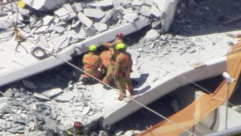 Collapsed bridge in Miami