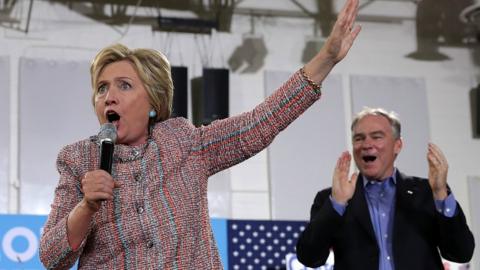 Hillary Clinton and Tim Kaine