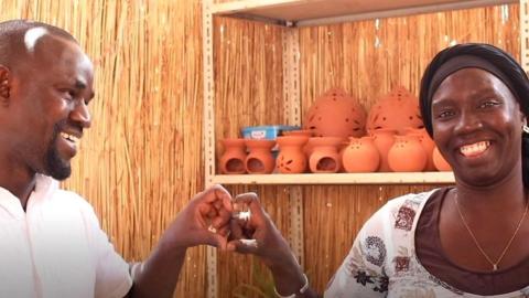 Abdoulaye and Mariama in their pottery workshop