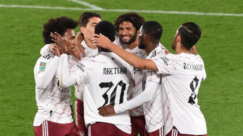 Arsenal players celebrate