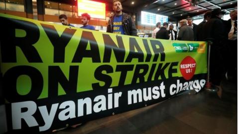 Ryanair strikers in Belgium