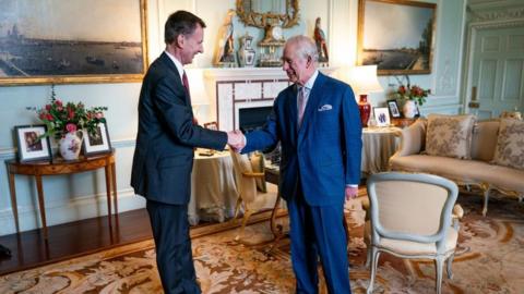 King Charles with Chancellor Jeremy Hunt in Buckingham Palace