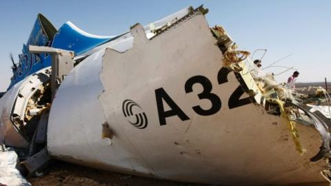 A piece of wreckage of the Russian plane in Sinai, Egypt