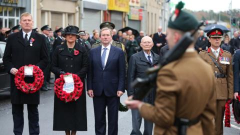 First Minister Arlene Foster and Taoiseach (Irish Prime Minister) Enda Kenny paid their respects in Enniskillen on Sunday