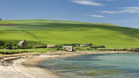 Farm houses on the northern coast of Hoy, Orkney Islands