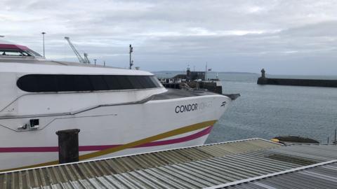 Condor Voyager in Guernsey's St Peter Port Harbour