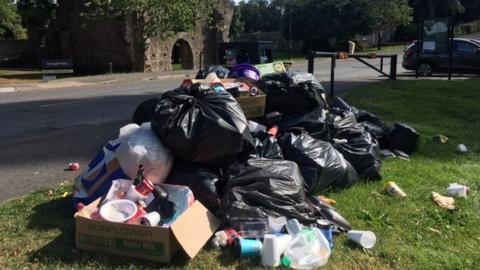 Rubbish was left piled up at Palace Demesne parkland in Armagh on Thursday