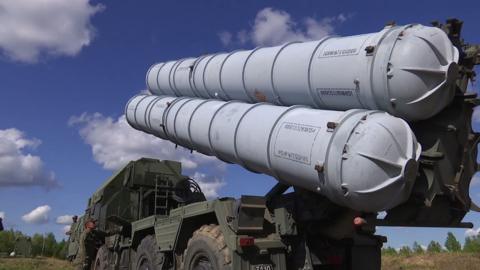 Russian defence ministry handout showing S-300 anti-aircraft system taking part in Vostok 2018 (East 2018) military exercise in Russia (13 September 2018)