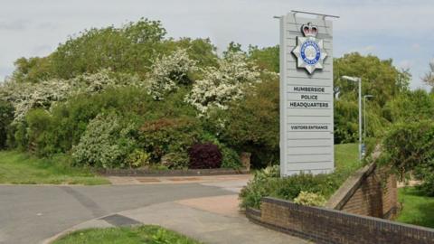 Sign at the entrance to Humberside Police headquarters