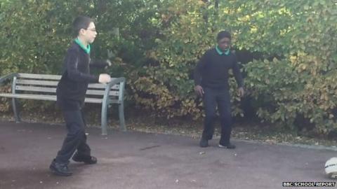 Uplands School students playing football