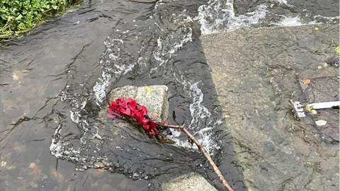 Poppy wreaths from war memorial in Kilkeel