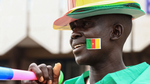 A vendor of football attire in Yaoundé, Cameroon - Wednesday 5 January 2022