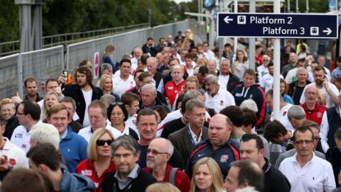 England fans at Twickenham station