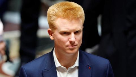 Member of parliament Adrien Quatennens of French far-left opposition party La France Insoumise (France Unbowed), attends the opening session of the National Assembly in Paris, France, June 28, 2022