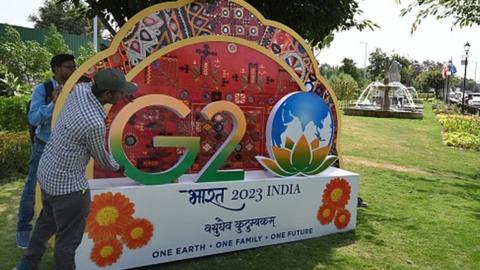 Preparations for the G20 summit are in full swing at near Airport on September 3, 2023 in New Delhi, India.