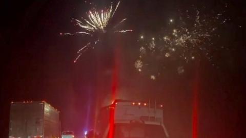 Fireworks over motorway