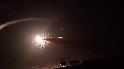 Footage of what appears to be a missile strike in Syria