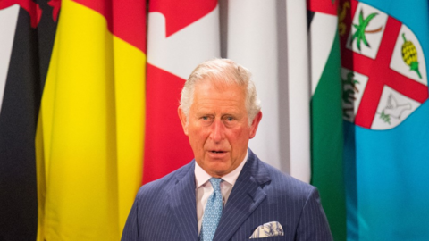 King Charles addresses a Commonwealth Heads of Government meeting in 2018, when he was Prince of Wales