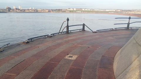 Damaged railings at Roker Pier