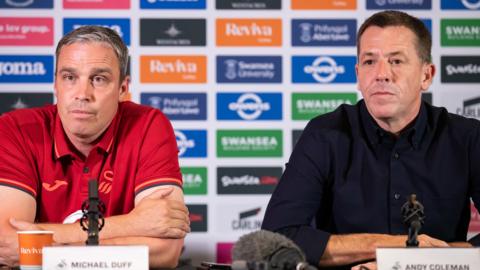 Swansea head coach Michael Duff and chairman Andy Coleman