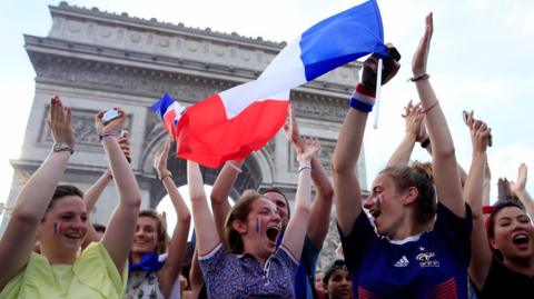 French fans celebrate