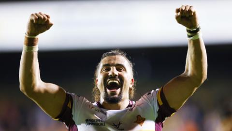 Ashton Golding celebrates for Huddersfield Giants