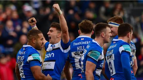 Bath players celebrate