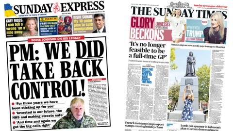 The Sunday Express and Sunday Times front pages