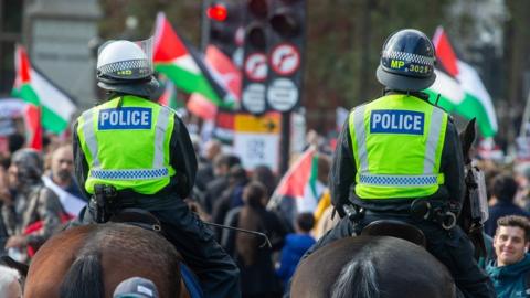 Police at pro-Palestinian demo in London