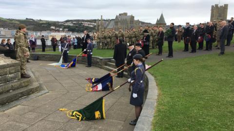 A Remembrance Sunday service in Aberystwyth