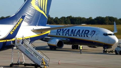 Ryanair planes on runway