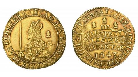 Tripe Unite coin from the reign of Charles I