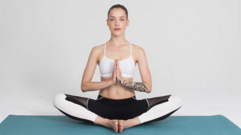 Woman in lotus position