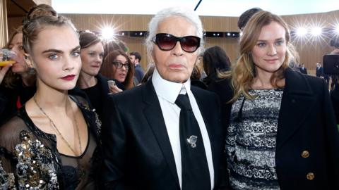 Cara Delevingne, Karl Lagerfeld and Diane Kruger