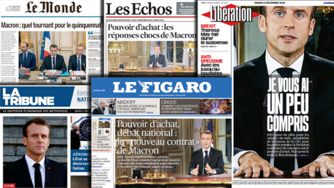 Composite of French newspaper front pages