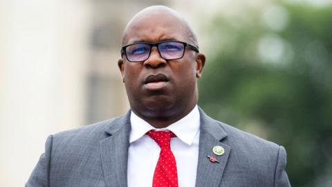 Rep. Jamaal Bowman, D-N.Y., arrives to the U.S. Capitol before the House voted to send an articles of impeachment resolution against President Joe Biden to committees on Thursday, June 22, 2023.