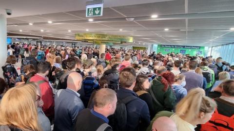 Queues at Bristol Airport