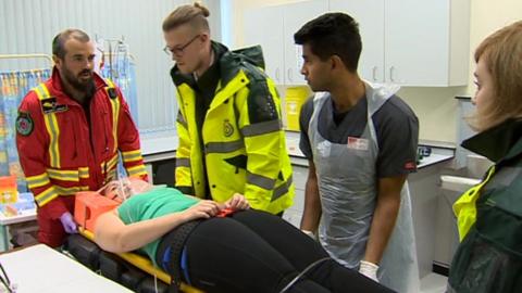 Student doctors training in A&E medicine