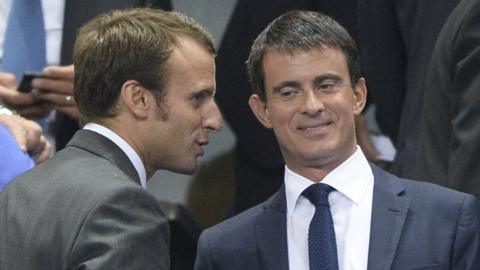 Manuel Valls (R) with Emmanuel Macron - file pic 2014