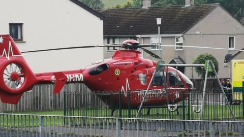 The Air Ambulance transported a stabbing victim from Shrigley County Down to hospital